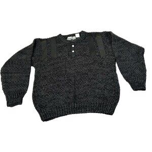 Vintage 80s 90s Trutus Biancarra Large Knit Gray Sweater Hip Hop Streetwear Mens